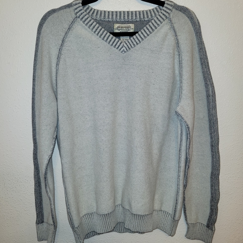 American Rag V-Neck Sweater in Light Gray and Dark Gray